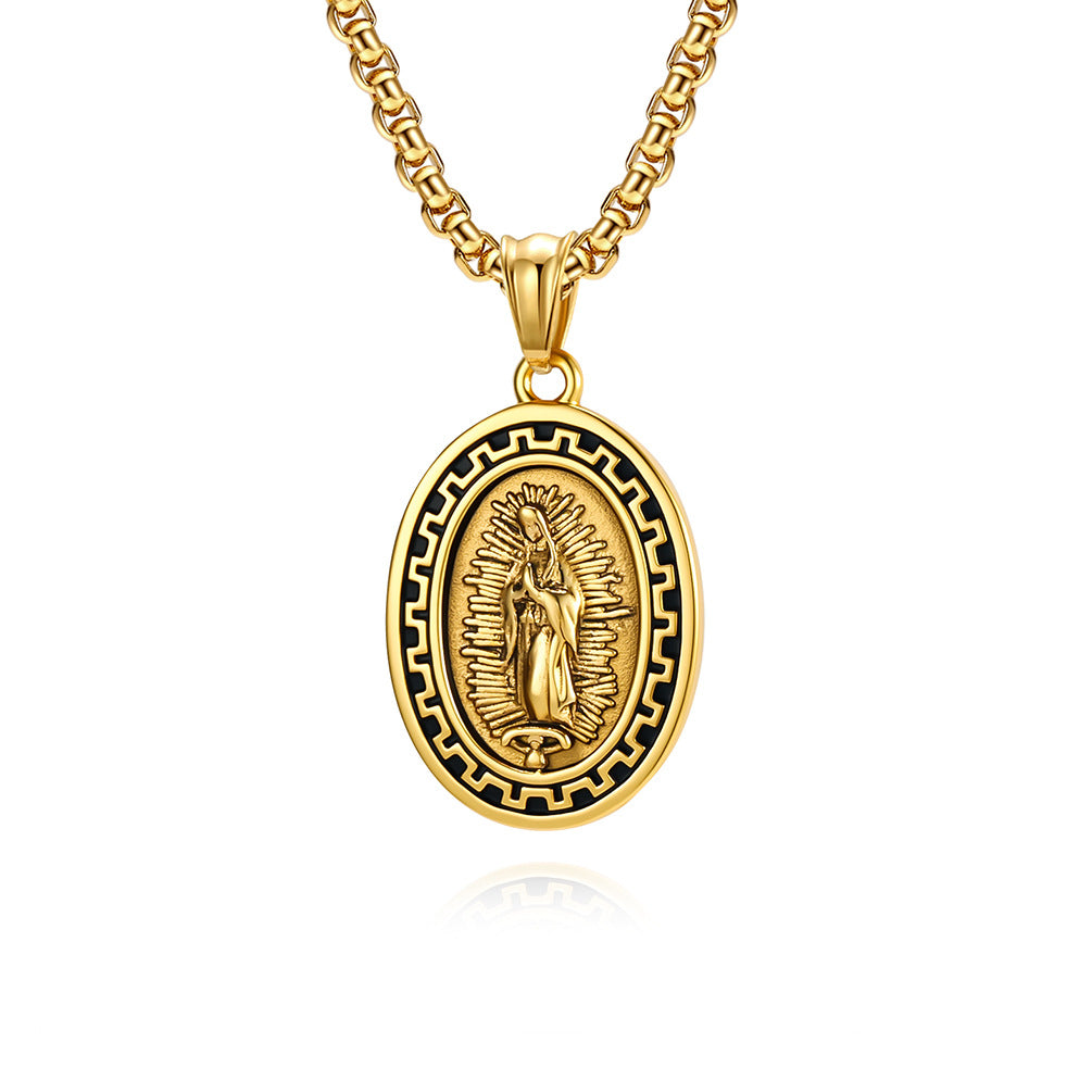Planderful Madonna Portrait Necklace Unisex Retro Hip Hop Style Pendant For Bold Fashion Lovers