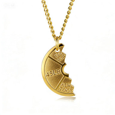 Planderful Premium Barbell Necklace For Couples Stainless Steel Fitness Jewelry Genderless Gift