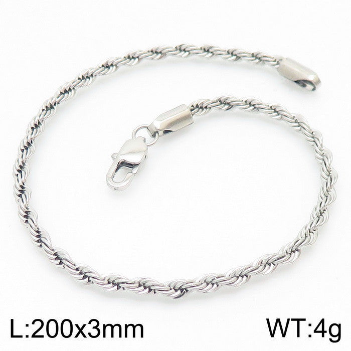 Titanium Steel – & Men's Buckle Twist Chain 4/6/8 Mm Twist Rope Chain Bracelet