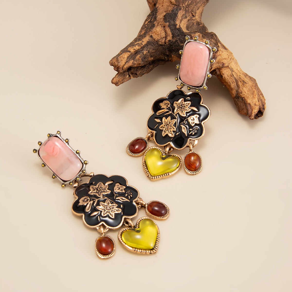 Planderful Vienna Verve Floral Gem Fringed Earrings For Boho Retro Ethnic Style Lovers Statement Ear Jewelry