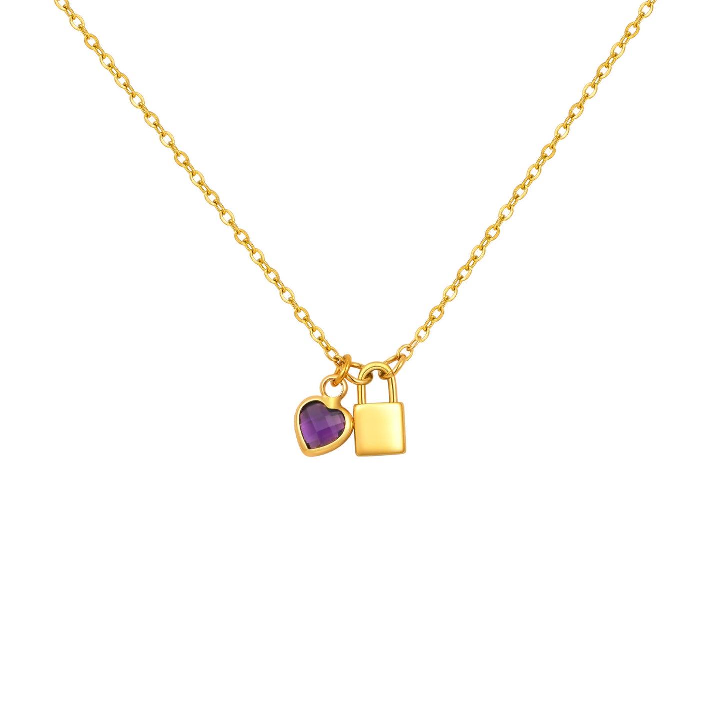 Wind Ladies Birthday Gift Stainless Steel Gold Lock Peach Heart Twelfth Necklace