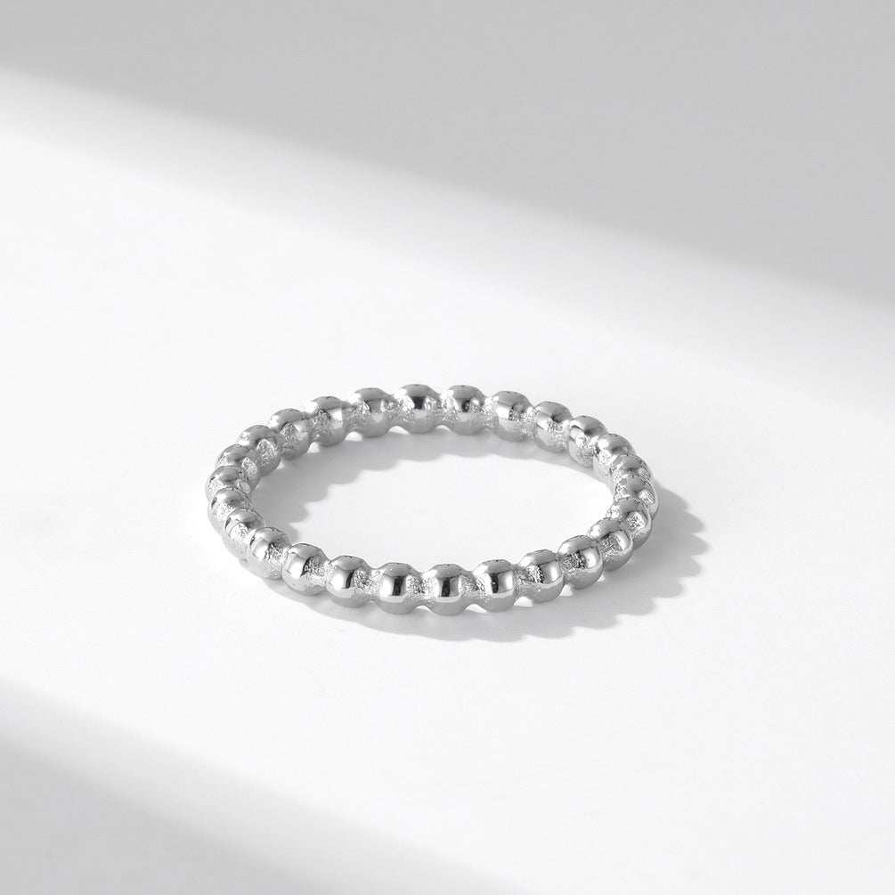 Planderful Everyday Genie Titanium Steel Stackable Ring For Women Beaded Round Beads Minimal Bold Jewelry