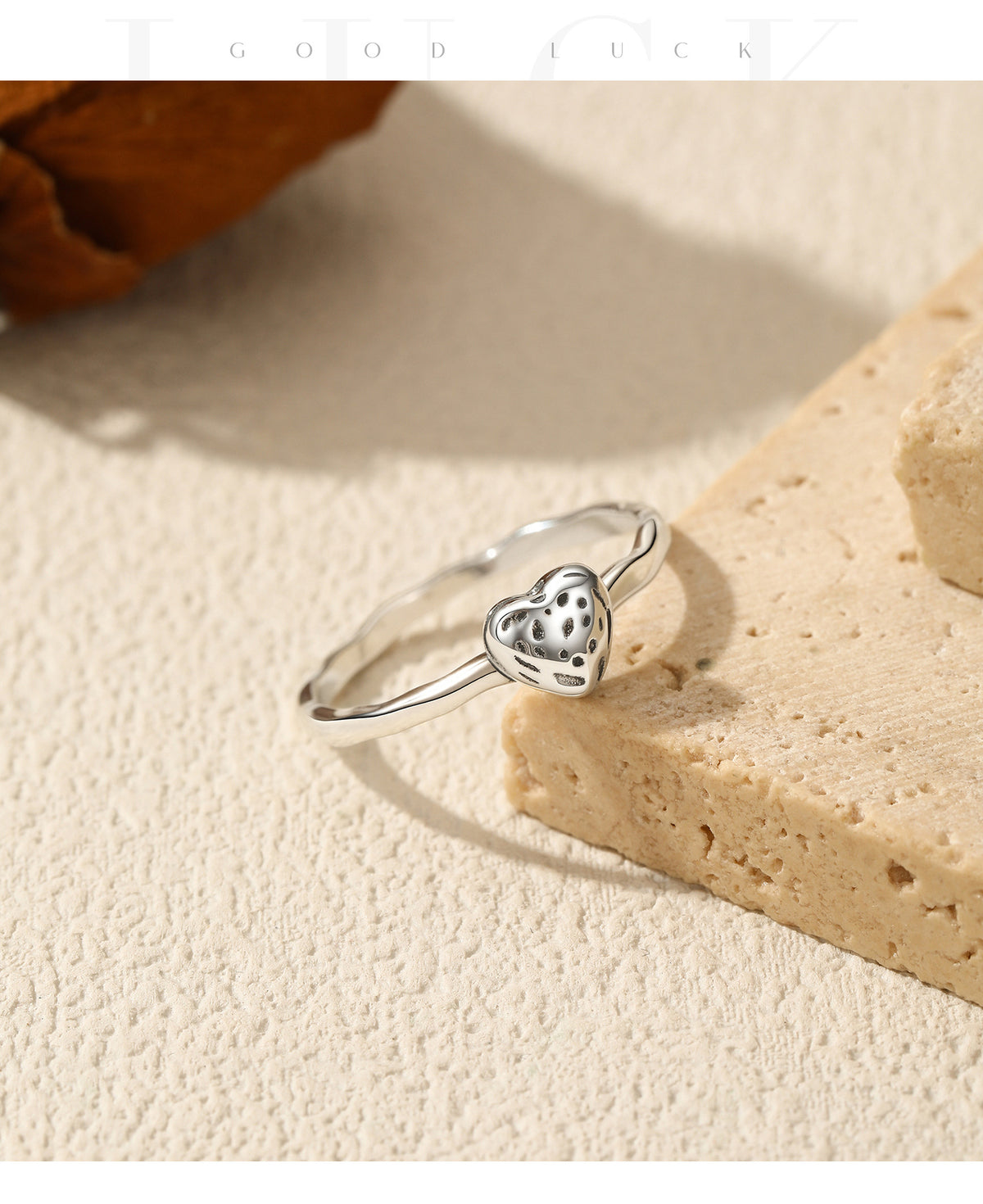 925 Sterling Silver Heart Irregular Ring