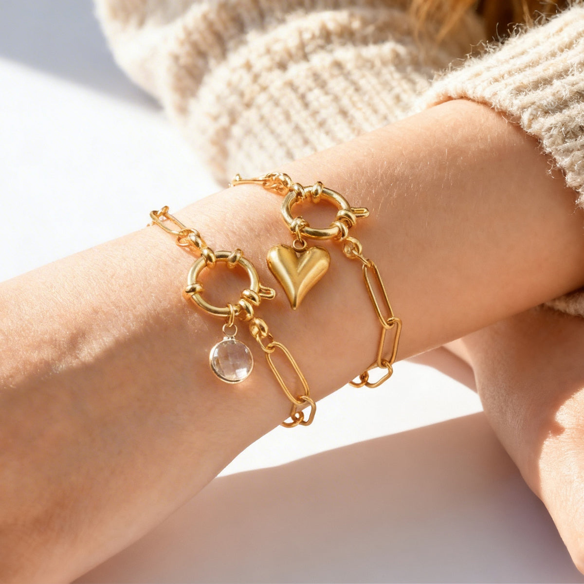 Heart Zircon Stainless Steel Bracelet Unisex