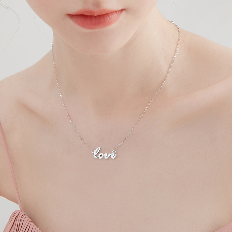 LOVE Alphabet Pendant Silver Necklace
