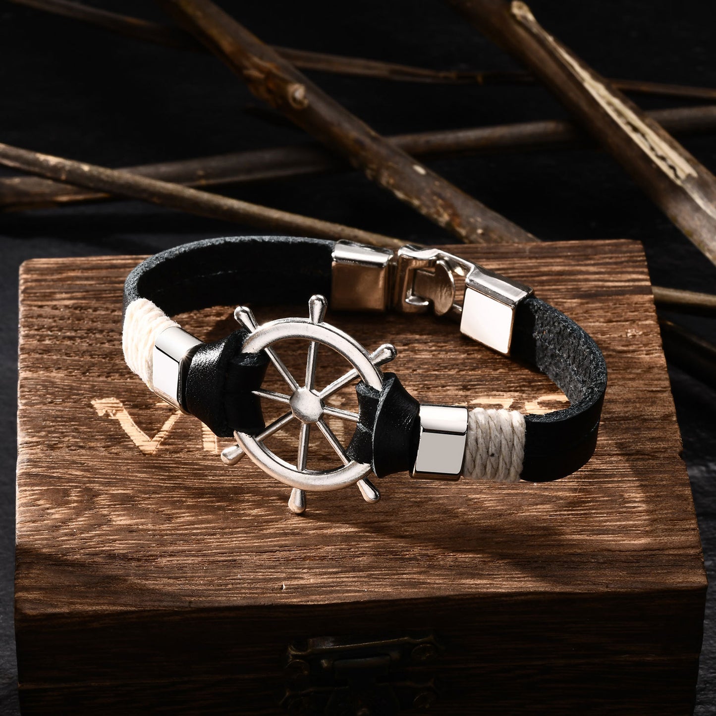 Cross-Border E-Commerce Jewelry Alloy Rudder Rope Bracelet