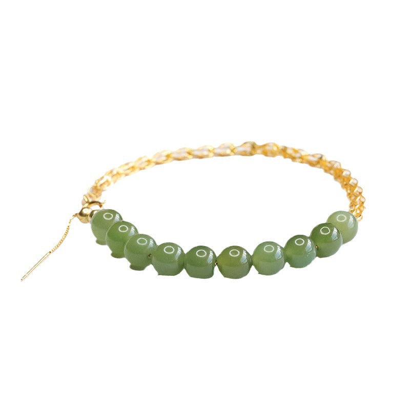 925 Sterling Silver Qingshui Hetian Jade Phoenix-Tail Bracelet