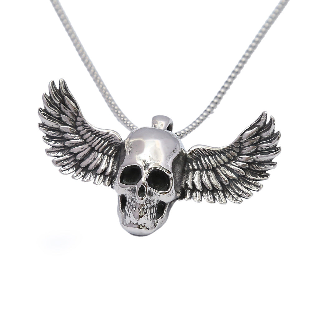AliExpress Titanium Steel Jewelry Men's Skull Wings Pendant