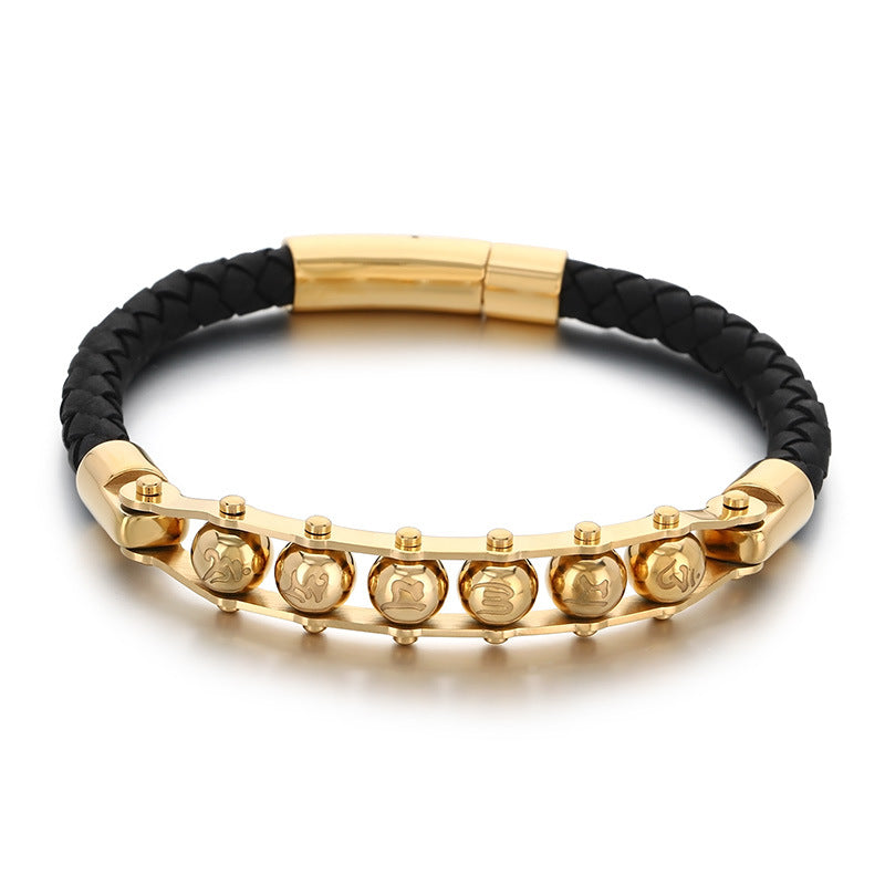 Planderful Retro Skull Leather Bracelet For Men Bold Style