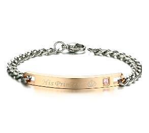 Bracelet Zircon Titanium Steel Couple Lettering Laser Bracelet