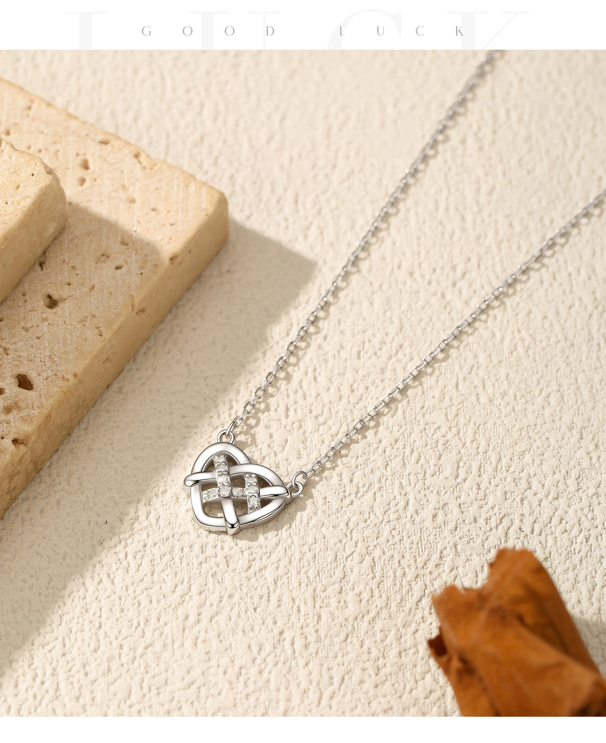 925 Sterling Silver Heart Woven Moissanite Necklace