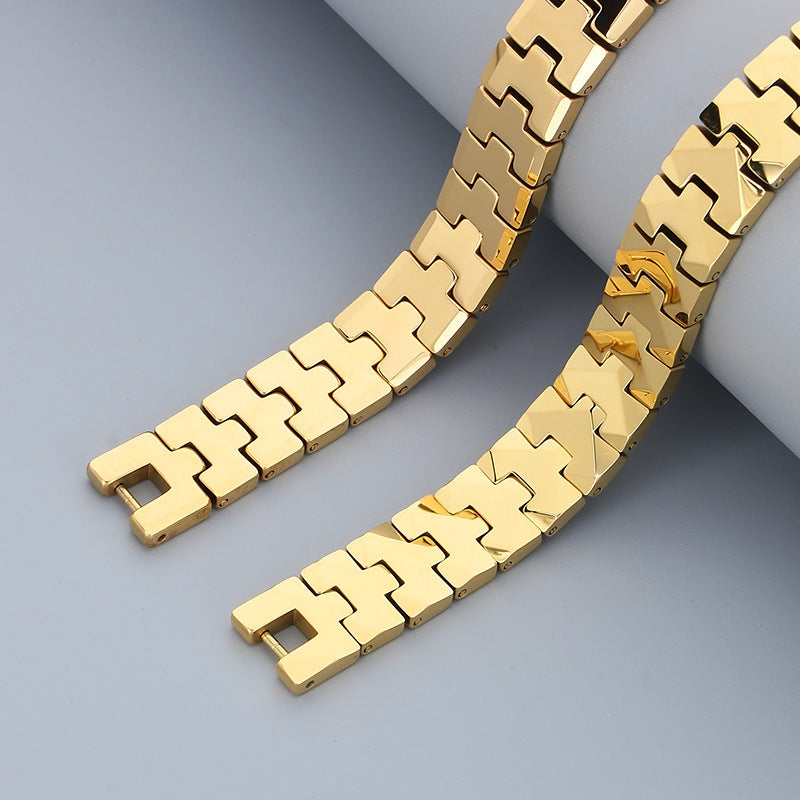 Planderful Men Arrow Bracelet 18K Gold Tungsten Steel