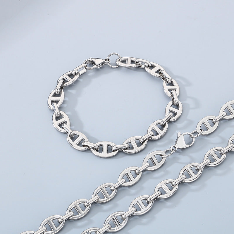 Trendy Pig Nose Chain Necklace For Men Stainless Steel