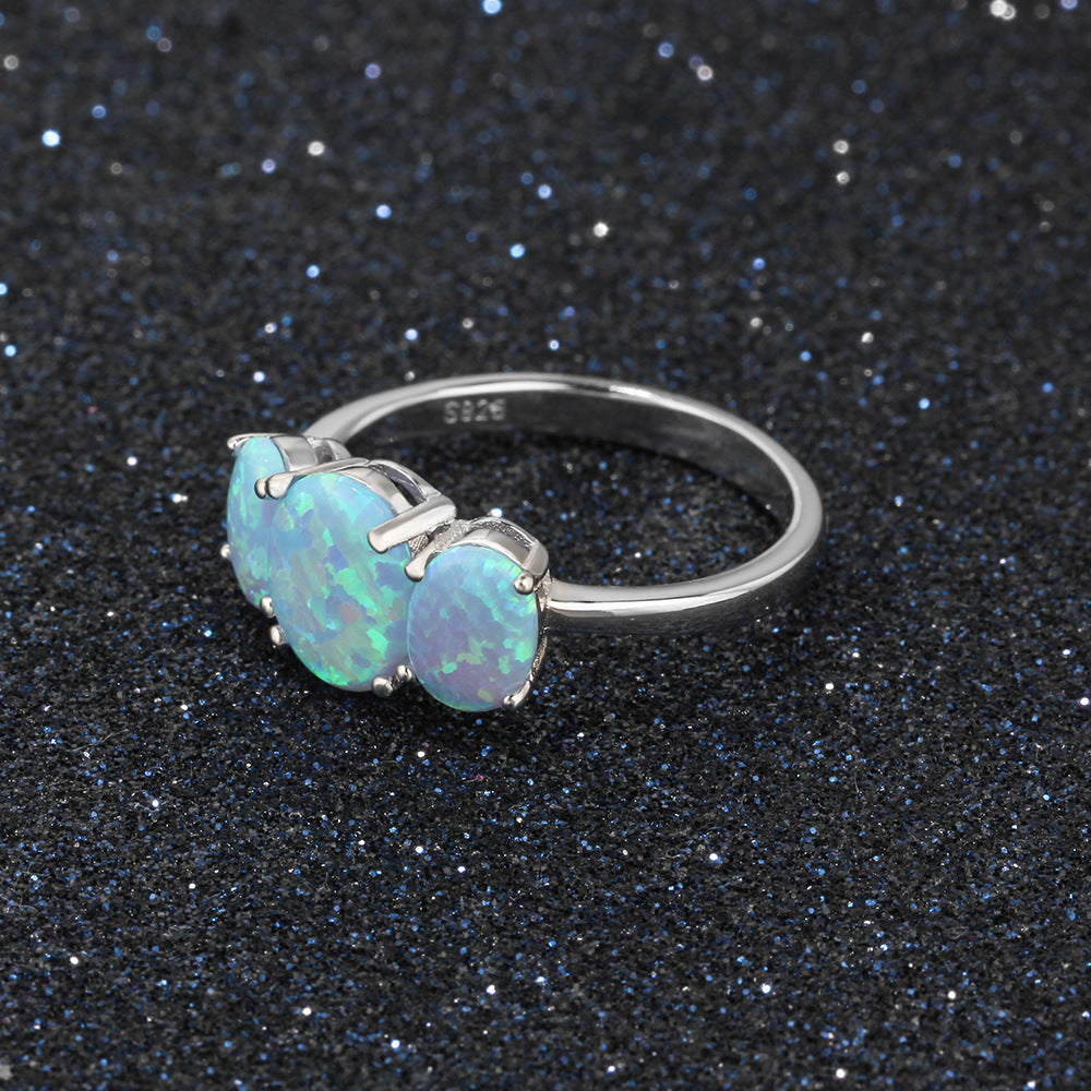 Planderful Sterling Silver Opal Ring For Women