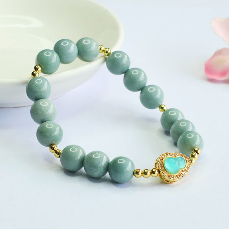 Blue Water Jadeite Gourd Beaded Bracelet