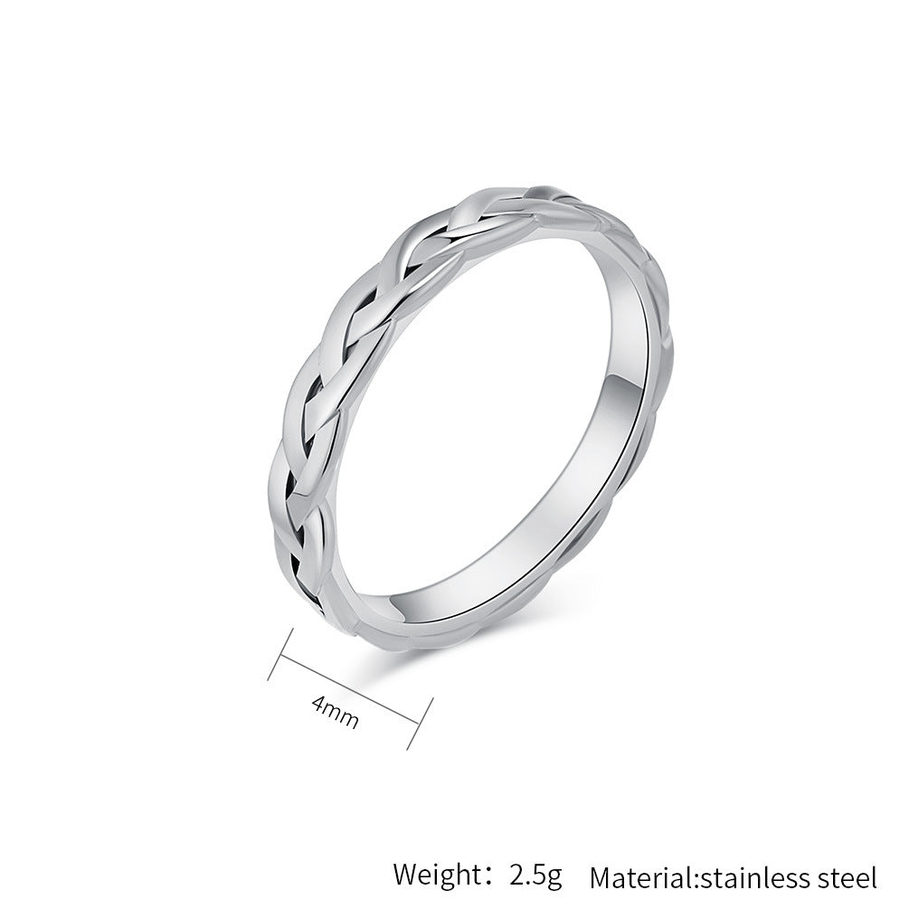 Planderful Titanium Steel Ring For Trendsetting Fashion Lovers Braided Chain Minimalist Luxury Jewelry Sizes 5 To 10