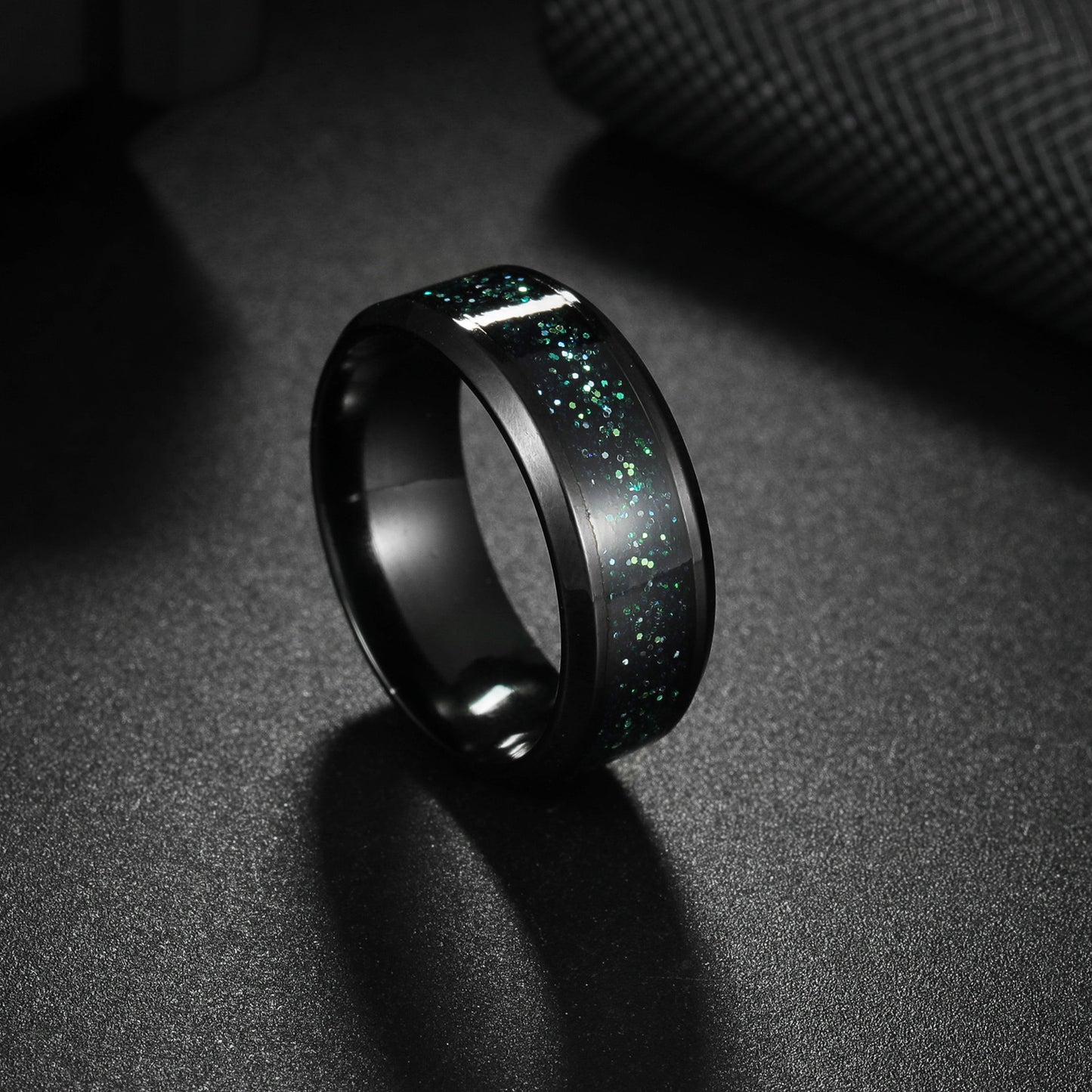 Planderful Titanium Steel Ring 8mm Black Star Unisex Statement Jewelry For Men And Women