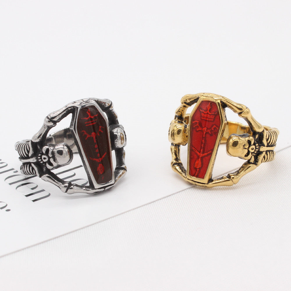 Titanium Steel Mummy Coffin Ring