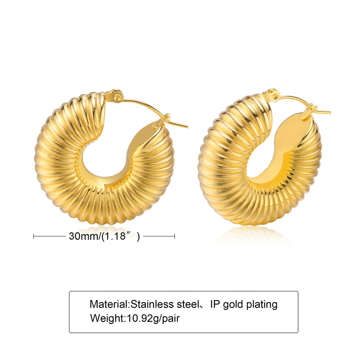 Titanium Steel Hollow Earrings Golden C-Shaped Jewelry Wholesale