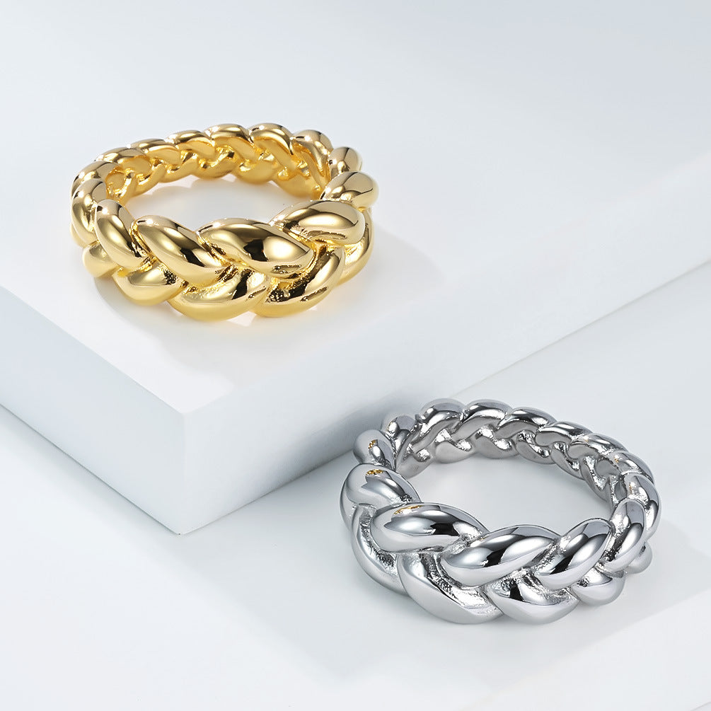 Steel Ring - Elegant Everyday Wear Twist Weave Unisex Jewelry Planderful Timeless Accessory
