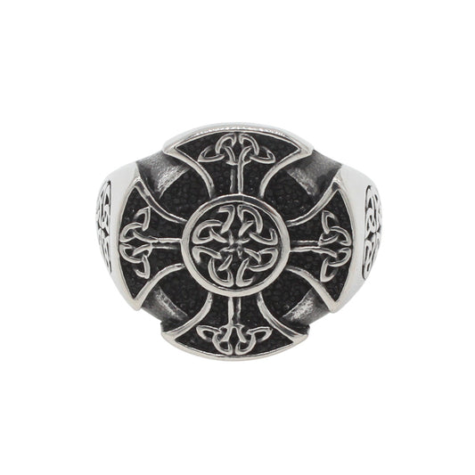 Planderful Titanium Steel Ring With Cross Viking Design Unisex Protection For Men