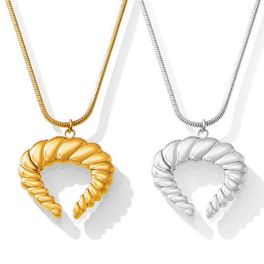 Unique Gold Plated Snake Bone Chain Necklace with Twist Texture Design