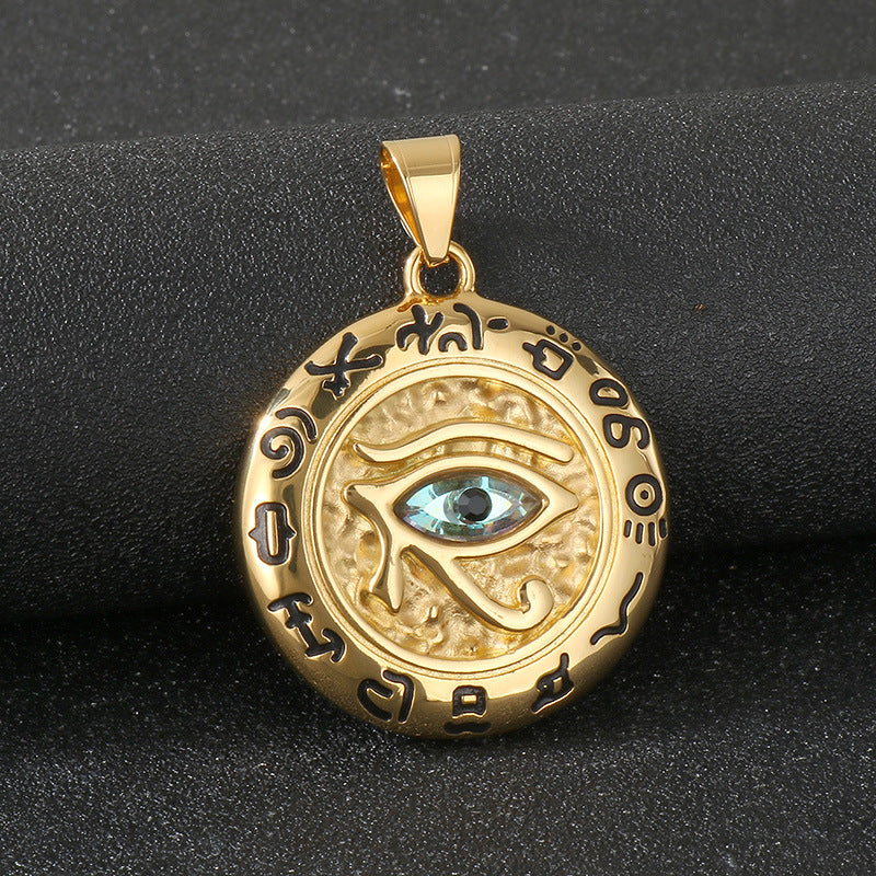 Planderful Men's Eye of Horus Pendant Titanium Necklace