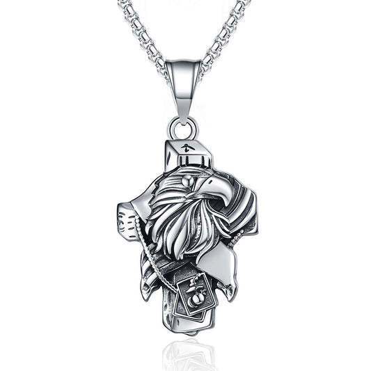 Steel Necklace - Statement Western Eagle Pendant