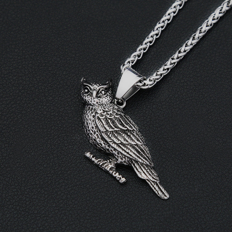 Punk Owl Stainless Steel Men's Pendant Necklace