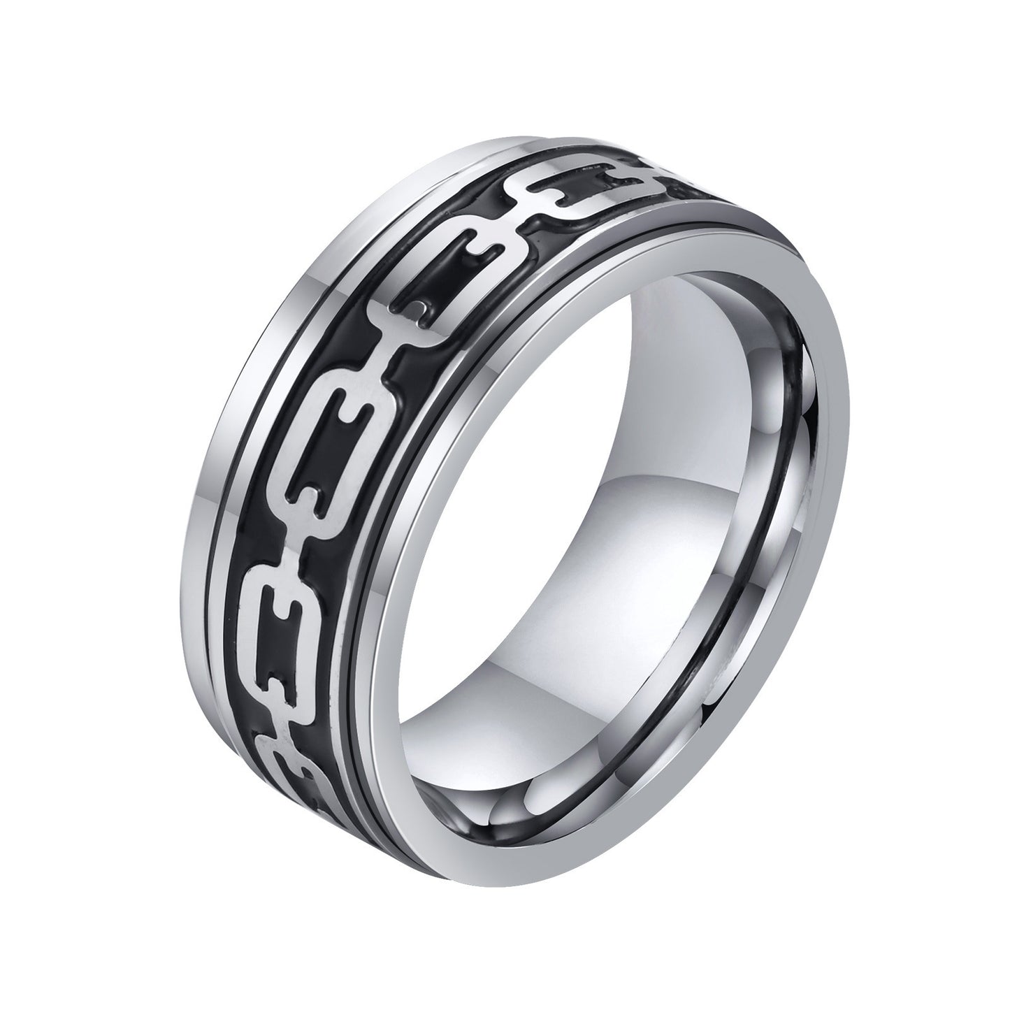 Cross-Border Amazon Jewelry Titanium Steel Men's Rotatable Ring