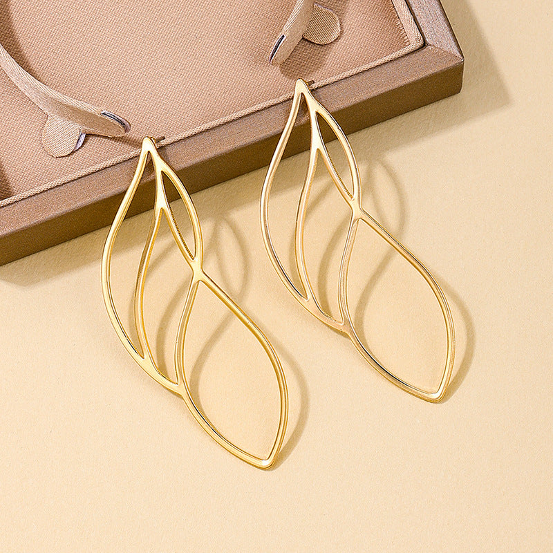 Exaggerated Circular Metal Leaf Earrings - Vienna Verve Collection