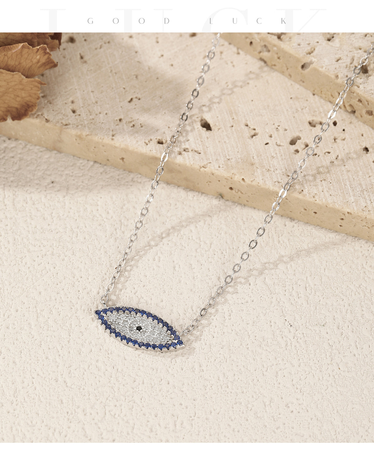 925 Sterling Silver Blue Eye Zircon Necklace