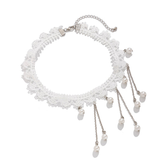 Lace & Pearl-Style Choker Set