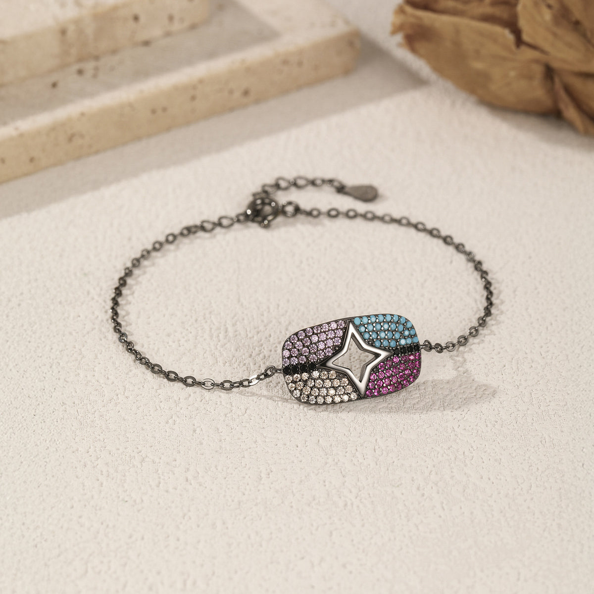925 Sterling Silver Black Star Bracelet