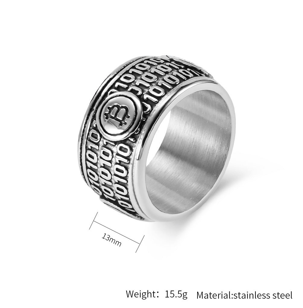 Planderful Bitcoin Titanium Steel Ring For Men Premium Hip Hop Style Versatile Everyday Genie Accessory