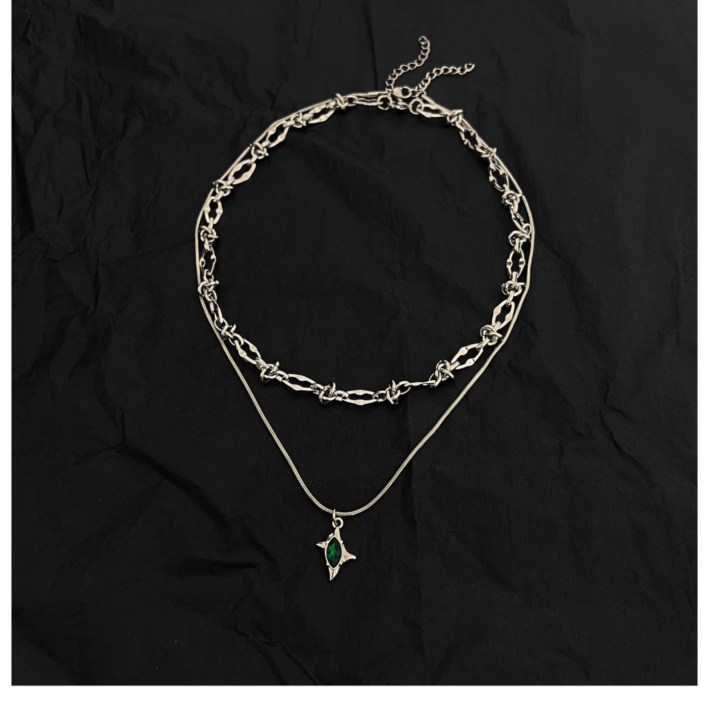 Planderful Jewelry Gemini Star Necklace Double Layer Steel Chain Layered Collarbone Trend