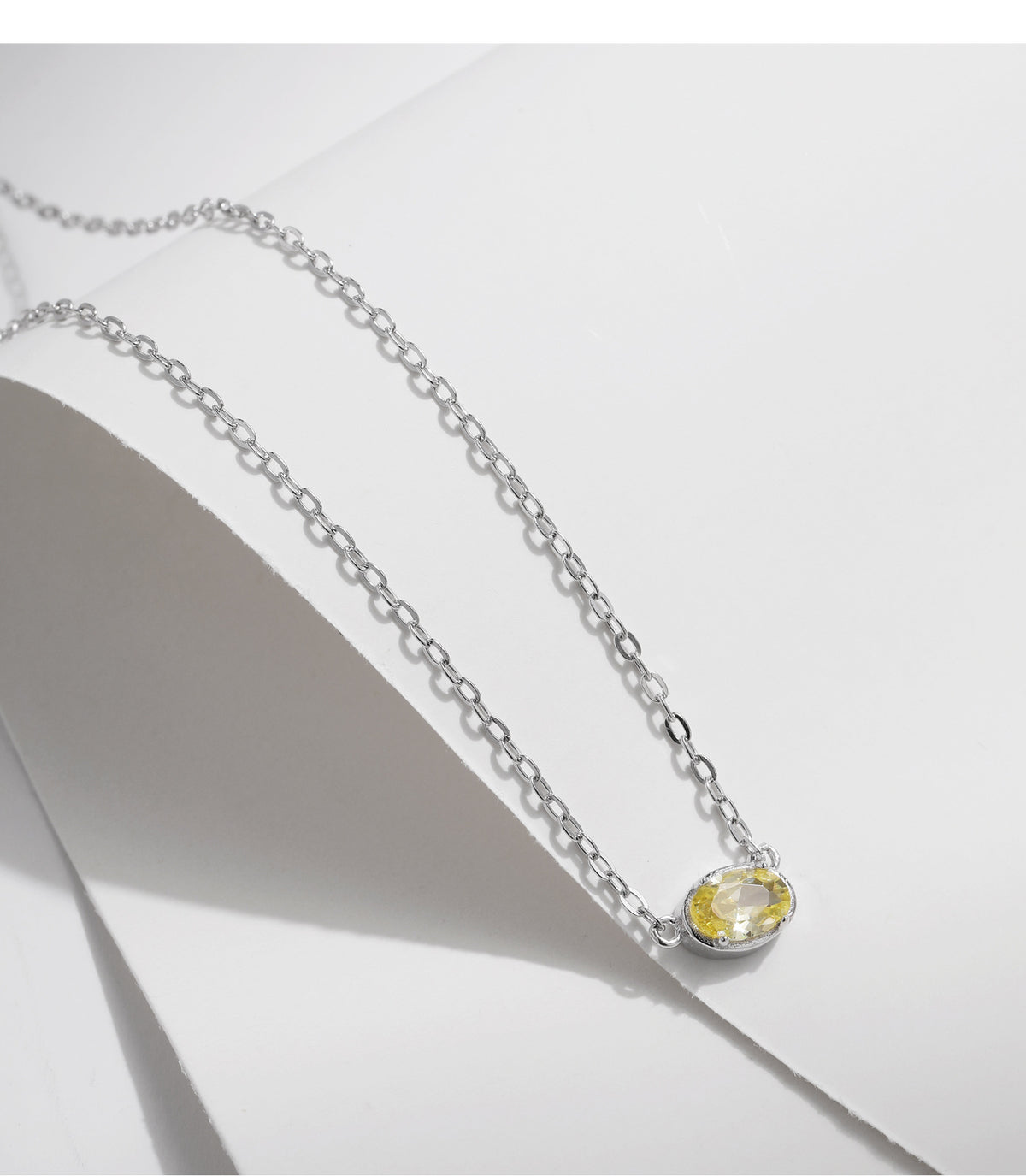925 Sterling Silver Geometric Square Zircon Necklace