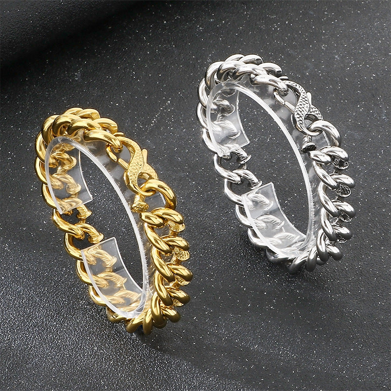 Nail – Punk Style Twist Point Rivet 8-Shaped Buckle Stainless Steel Men's Bracelet