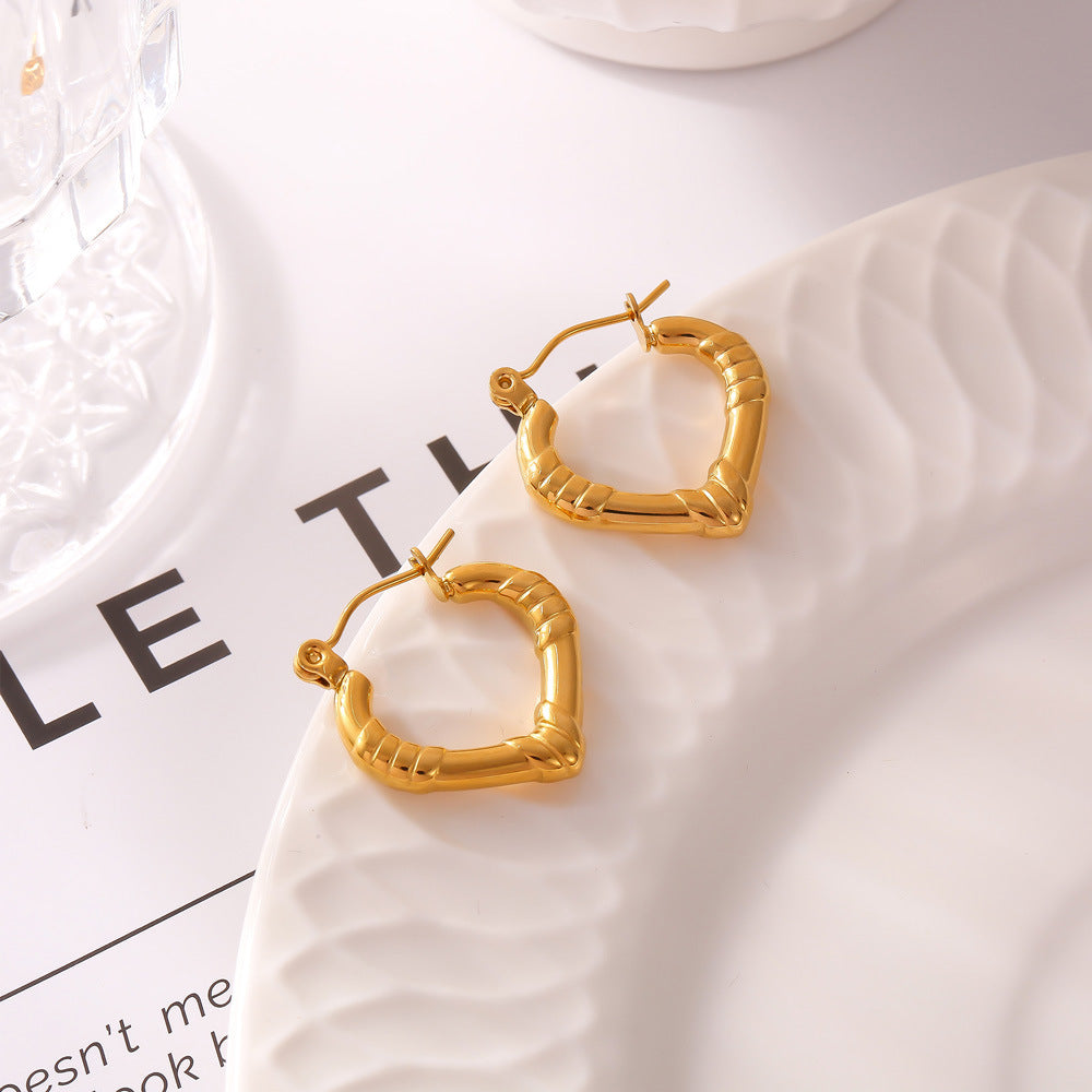 Geometric Texture Gold-Plated Titanium Steel Ear Buckle