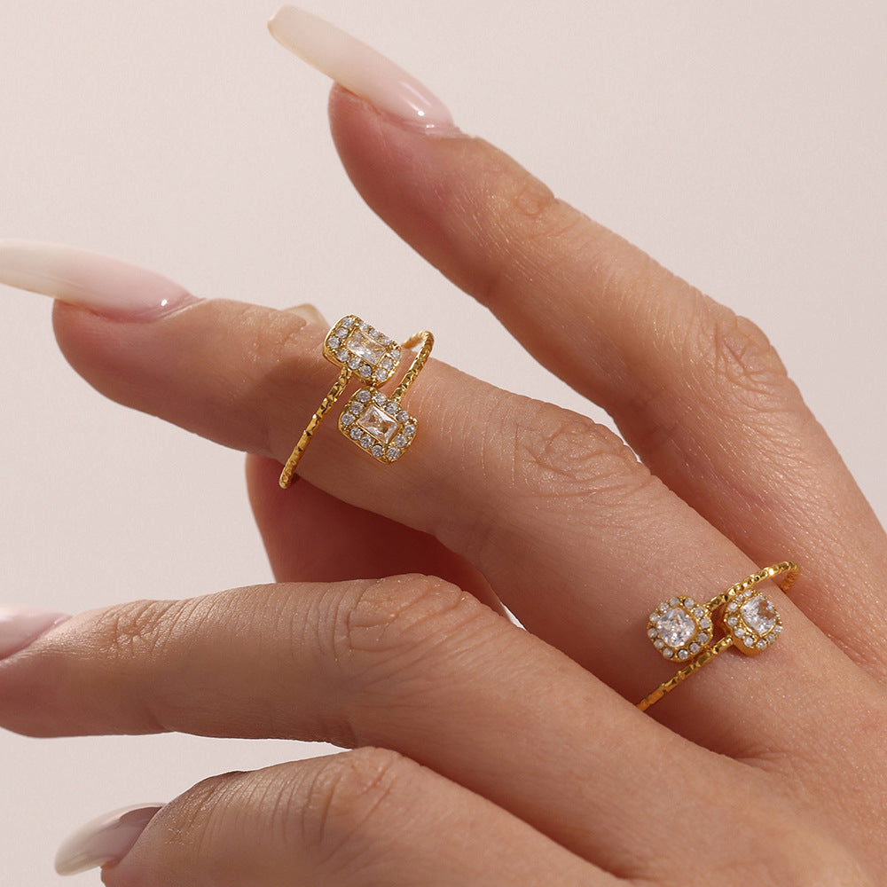 Planderful Zircon Ring For Girls 18K Gold Plated Slim