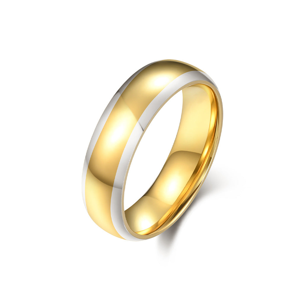 Planderful Everyday Genie Two Tone Titanium Steel Ring For Men Glossy Modern Jewelry