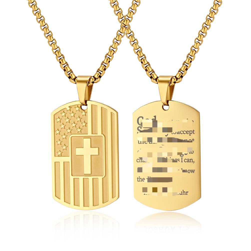 Cross & Flag Dog Tag Pendant — Two Styles