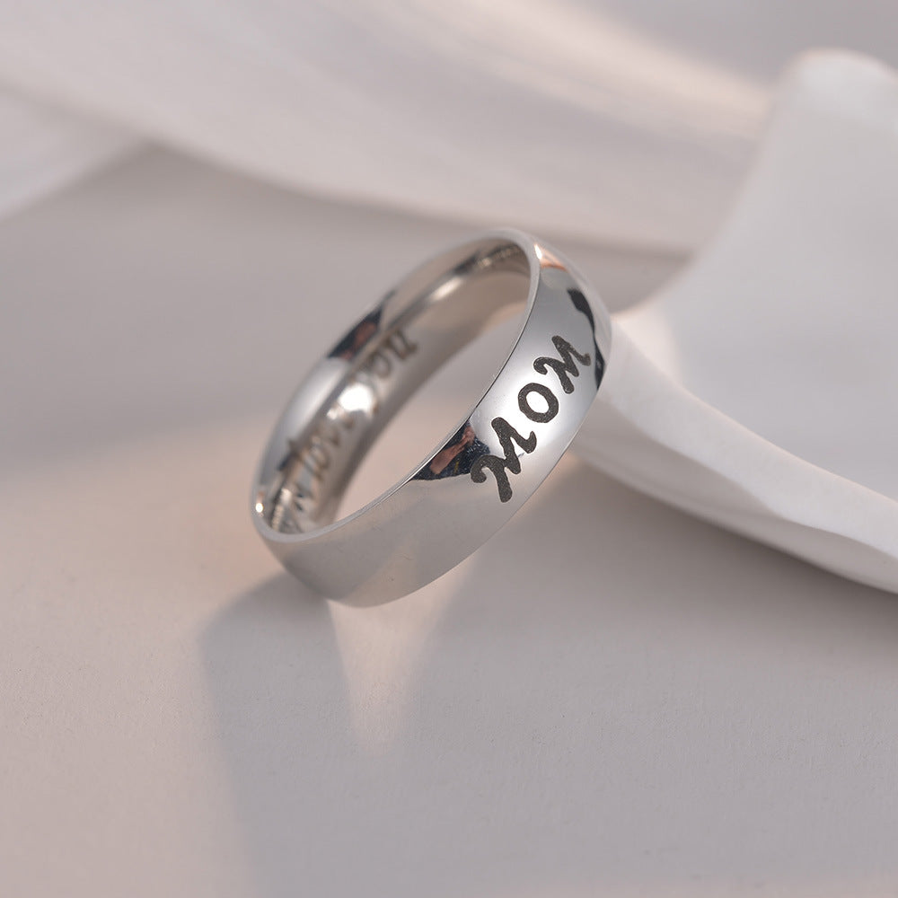 Family Love Steel Ring for Men - Dad Mom I Love You - Size 6-13 - Planderful Collection