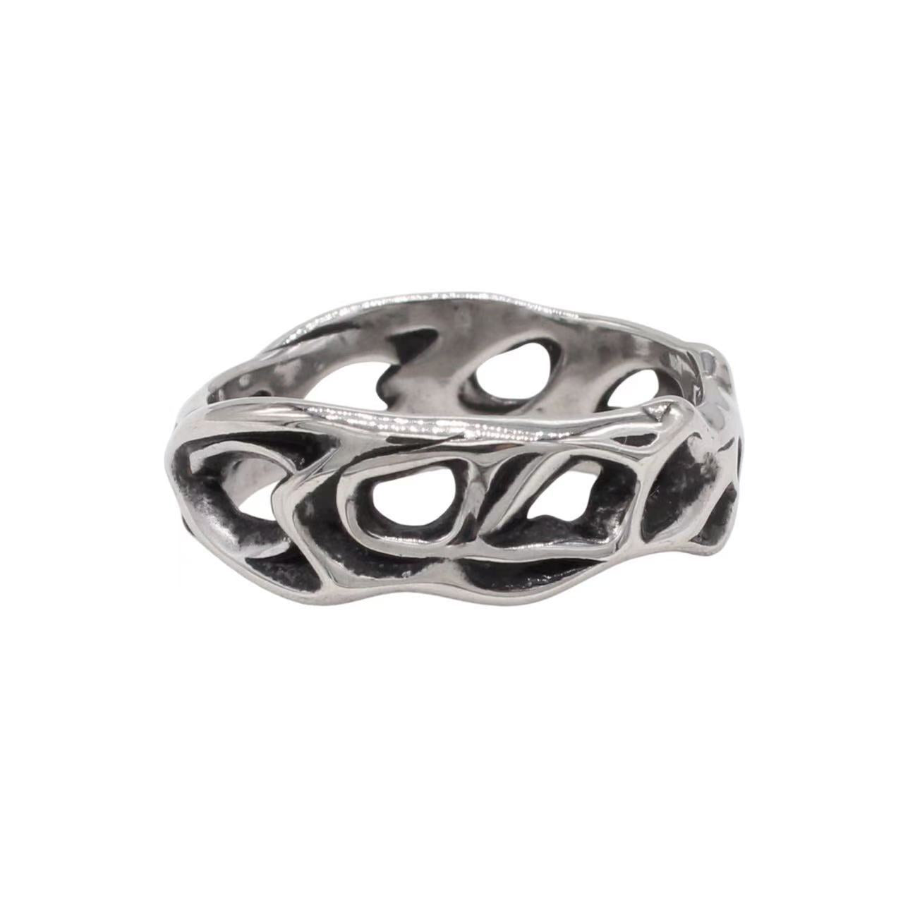Planderful Jewelry Titanium Ring For Men Flame Retro Style European American Inspired Design
