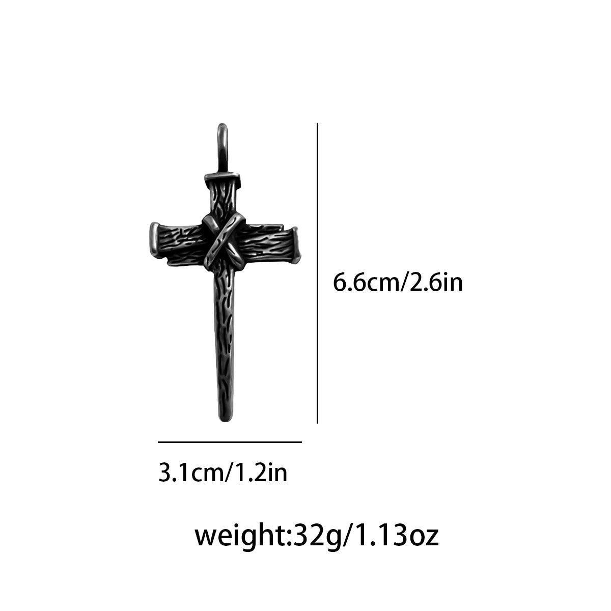 Revival Gothic Wooden Stake Cross Pendant – Men's Necklace Accessory
