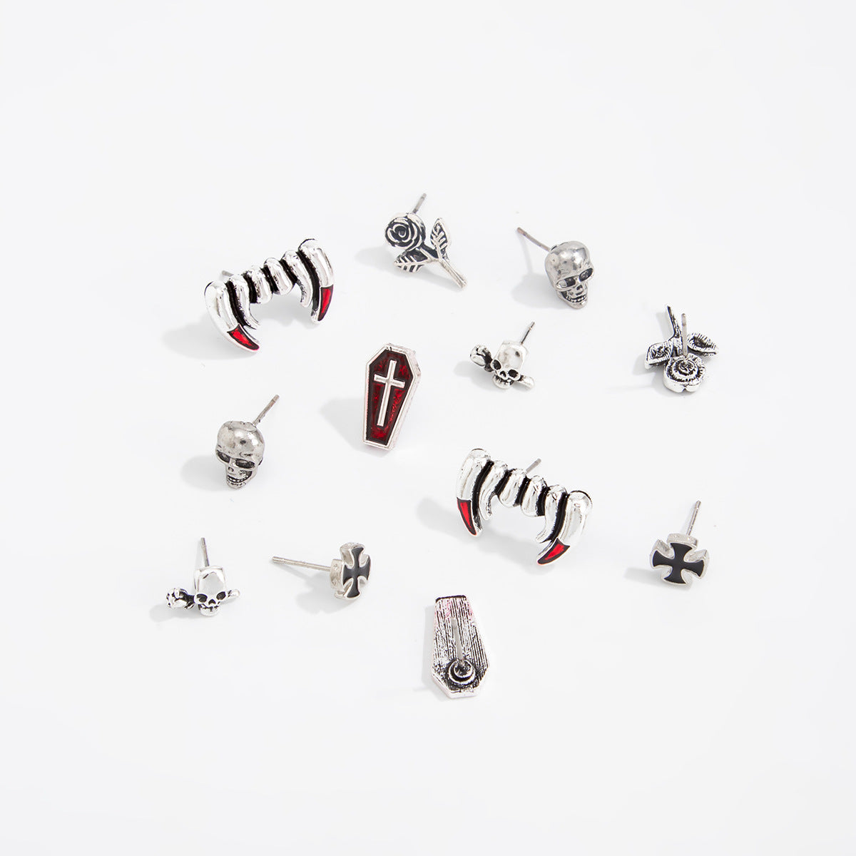 Planderful Vienna Verve Skull Cross Stud Earrings For Halloween Enthusiasts Gothic Statement Jewelry