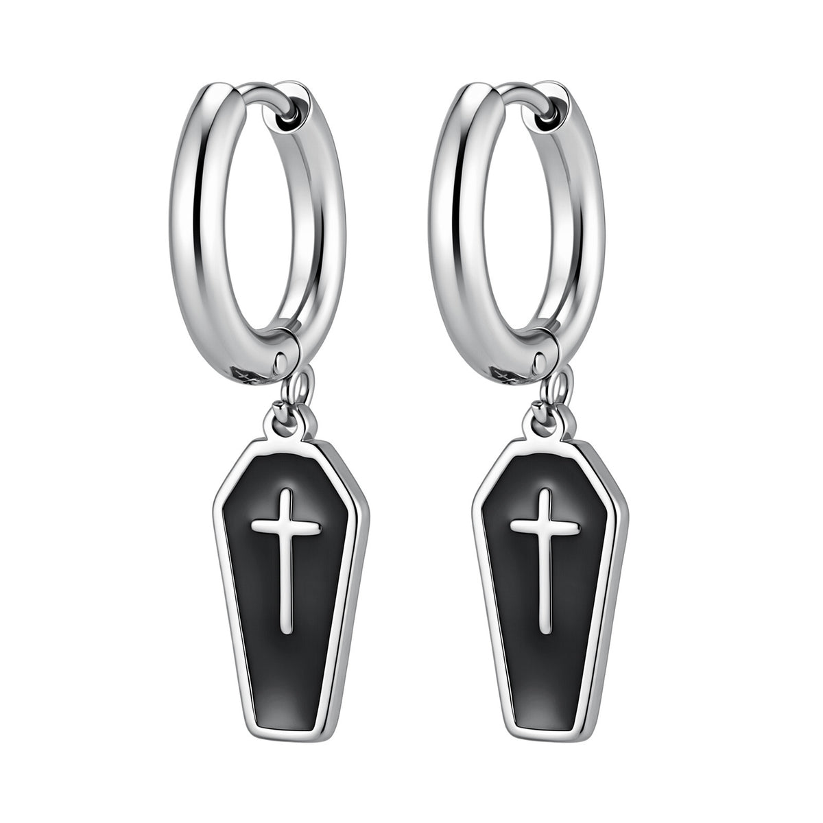 Stainless Steel Cross Gothic Earrings