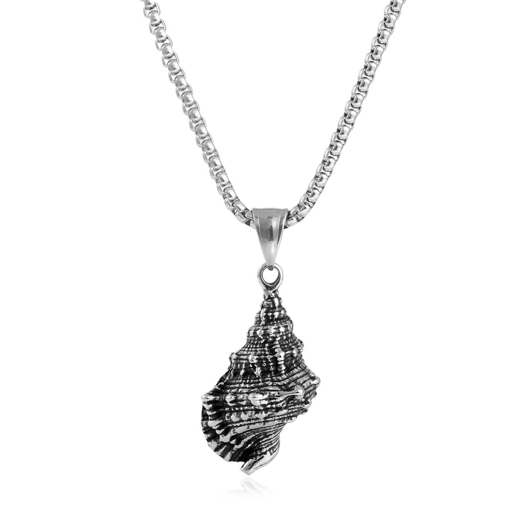 European And American Stainless Steel Conch Pendant Necklace