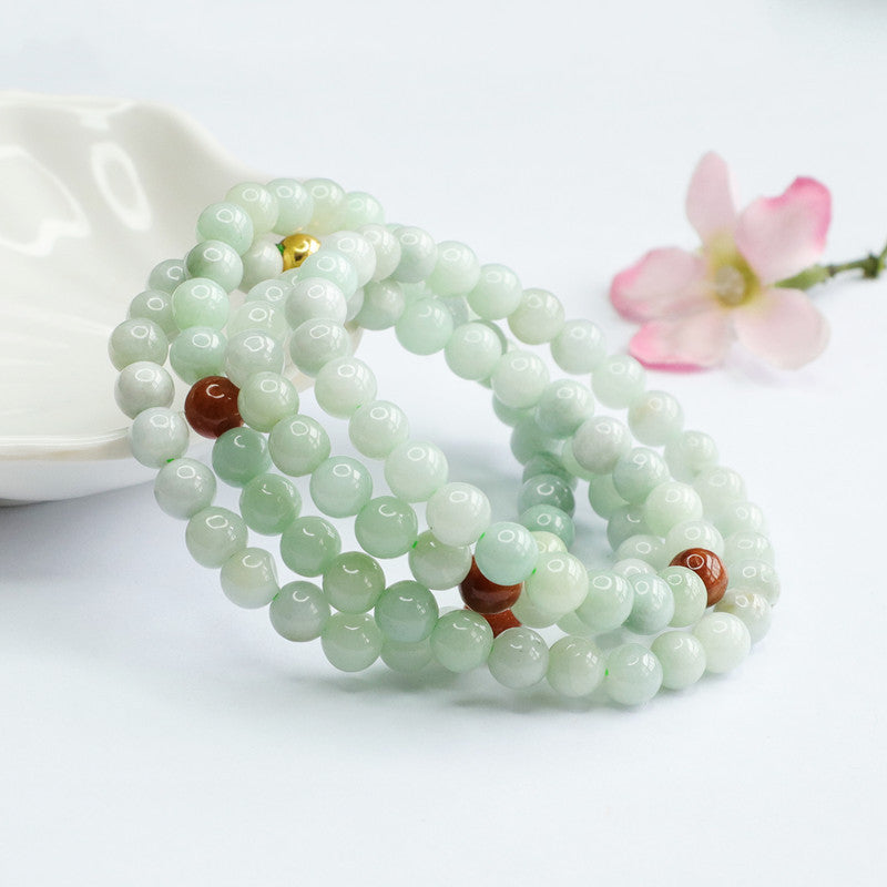 Natural A Grade Jade Necklace Colourful 108 Buddha Beads String Jade