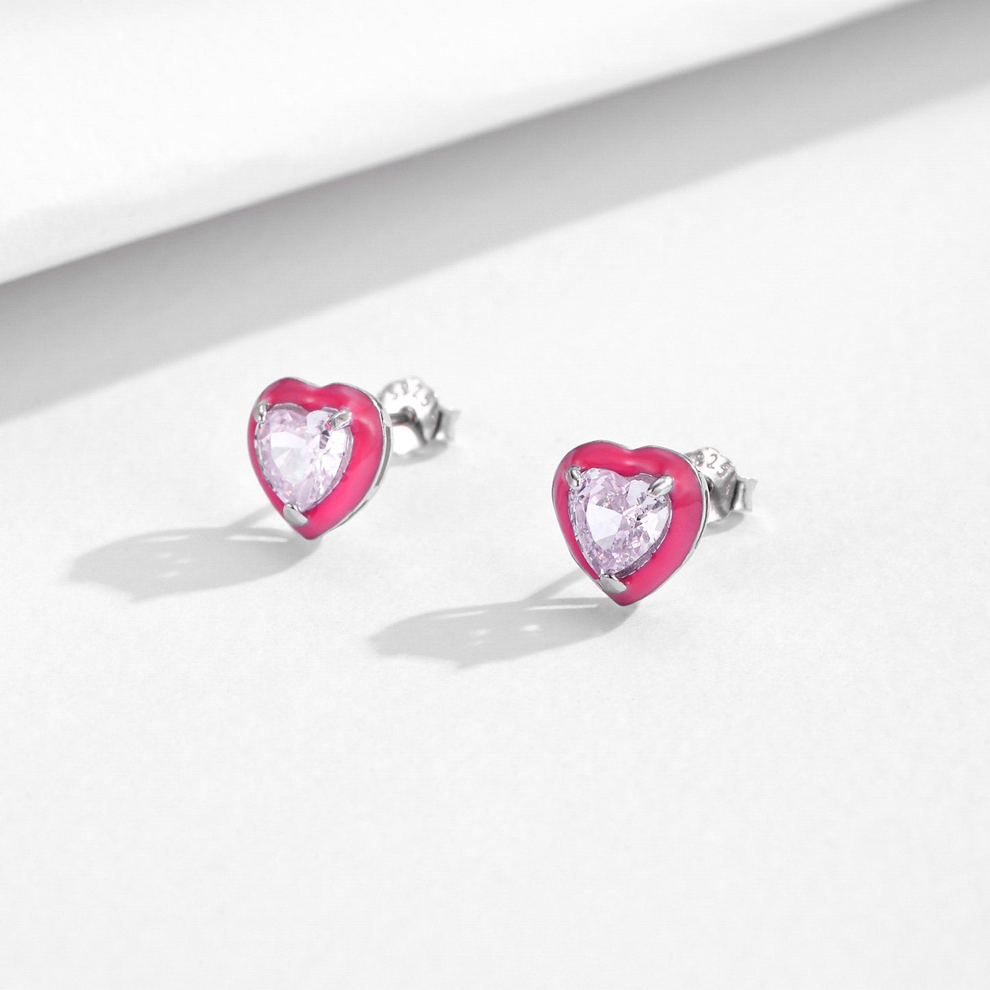 Planderful Everyday Genie Heart Shaped Earrings – Elegant Light Pink Imitation Diamond Design